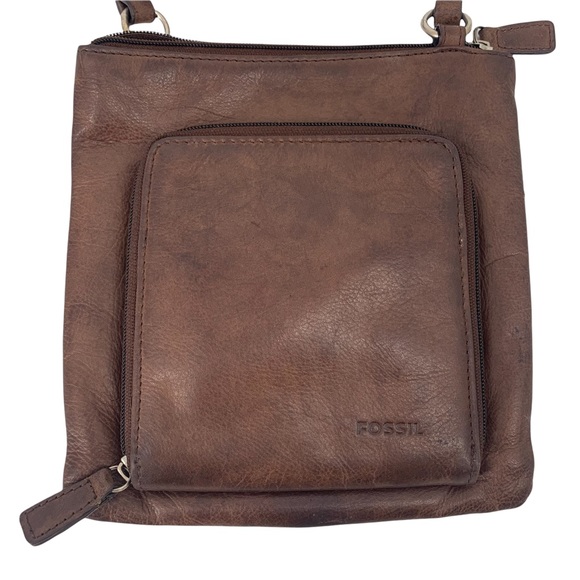 Fossil Handbags - Vintage Fossil Slim Organized Crossbody Brown Leather Bag